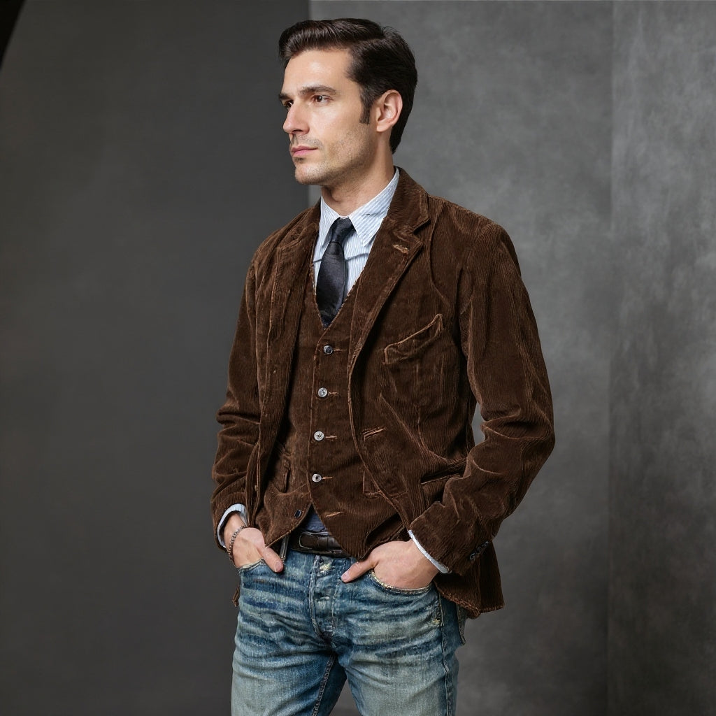 ROGER™|VESTE ET GILET VINTAGE QUALITÉ SUPÉRIEURE